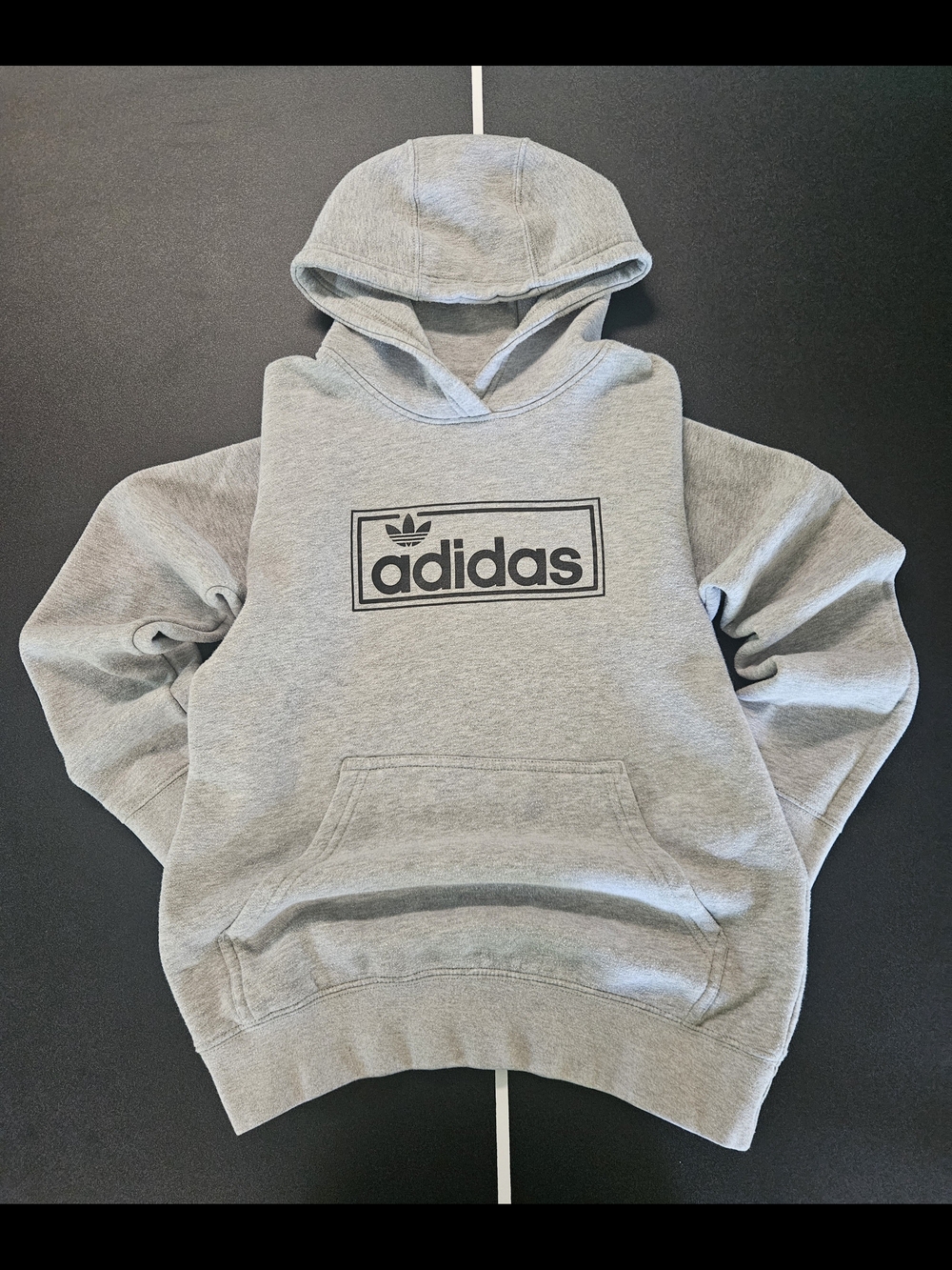 Adidas Originals Kids L 13-14Y Gray Box Logo Hoodie